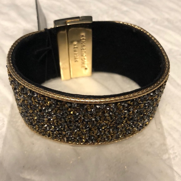 Kenneth Cole NY black gold sparkly bracelet cuff - Picture 1 of 8